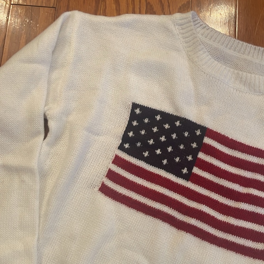 American Flag Sweater USA 250 Anniversary Patriotic Preppy Knit Pullover - Picture 11 of 16